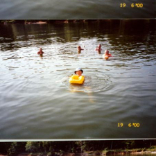 John Ward and friends testing the inflatable PFD