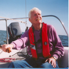 Lloyd Crowther sailing UHURU II on Chesapeake Bay