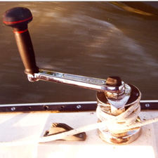 Anderson 12ST stainless steel self tailing sheet winch & a Harken Speedgrip winch handle on Dynamic Equilibrium